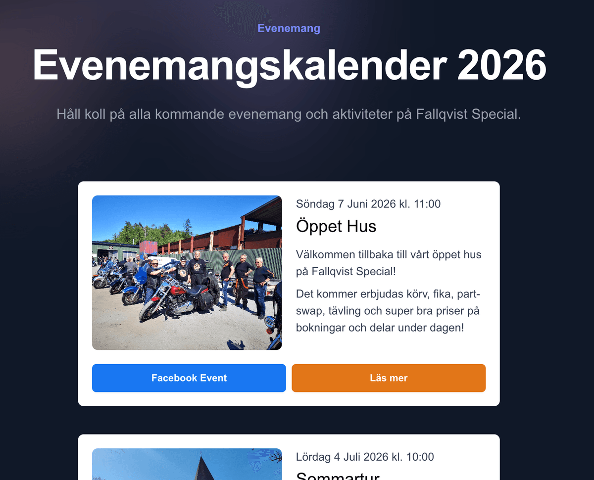 Fallqvist Special evenemangskalender