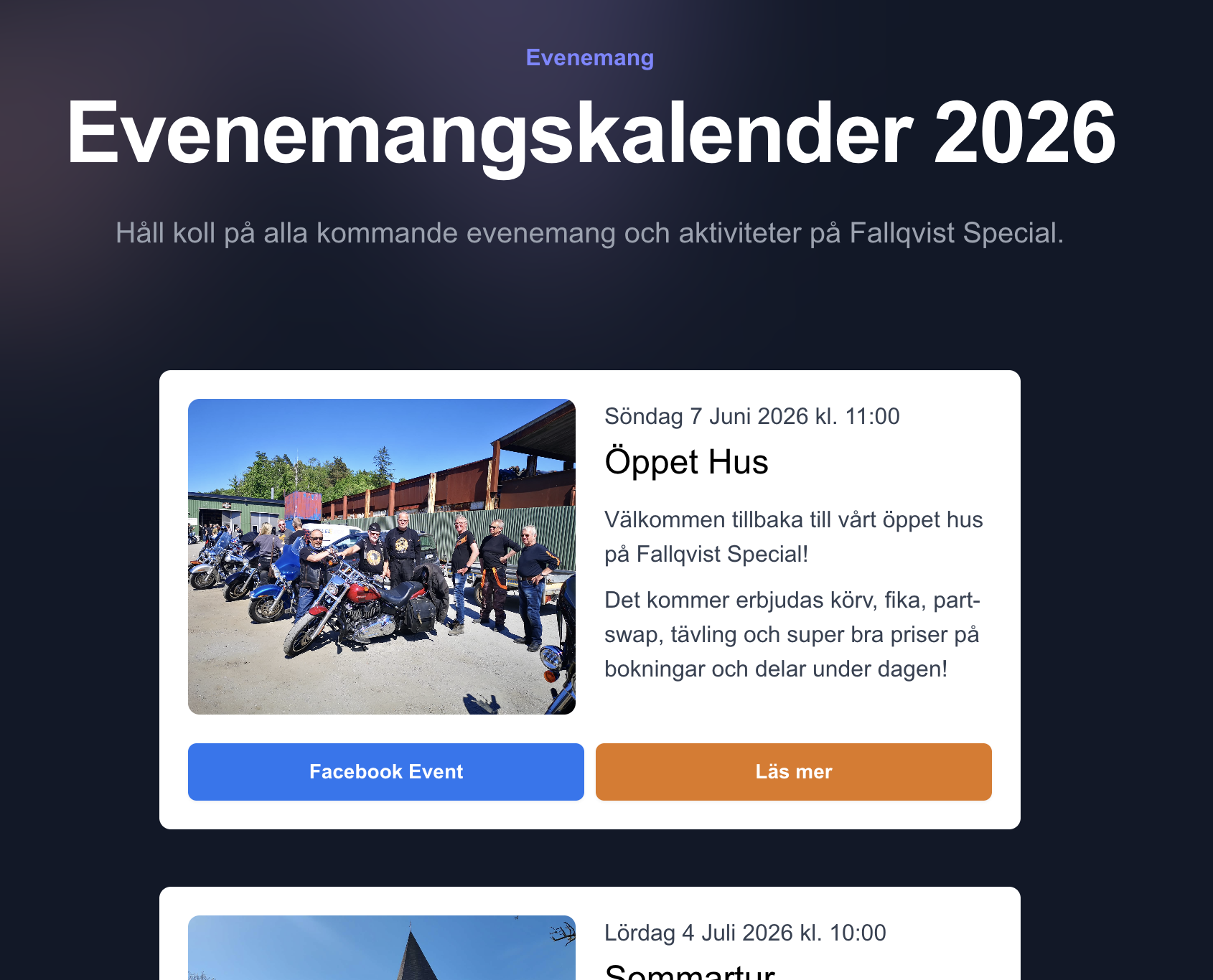Fallqvist Special evenemangskalender